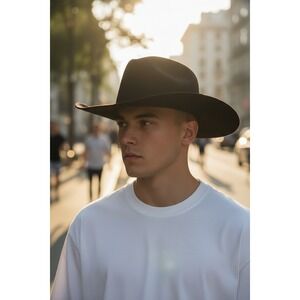 Dynafelt Mens Cowboy Hat Brown Water Repellent Fur Blend Size 7